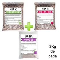 KIT III Fertilizante NPK 10.10.10 04.14.08 e UREIA agrícola