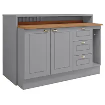 Kit Ilha Gourmet com Balcão 120cm e Porta Toalha Americana - Móveis Henn Kit Ilha Gourmet com Balcão 120cm e Porta Toalha Americana - Móveis Henn