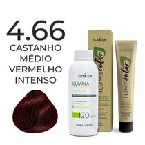 Kit ilume color plancton - 4.66 castanho médio vermelho intenso + ilumina ox 20v - 90ml