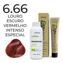 Kit ilume color plancton - 6.66 louro escuro vermelho intenso especial + ilumina ox 20v - 90ml