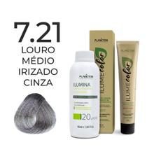 Kit ilume color plancton - 7.21 louro médio irizado cinza + ilumina ox 20v - 90ml