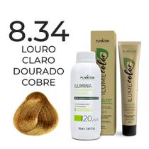 Kit ilume color plancton - 8.34 louro claro dourado cobre + ilumina ox 20v - 90ml