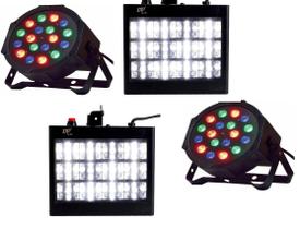 Kit Iluminação Balada Dj Festa 4x1 Canhão E Strobo