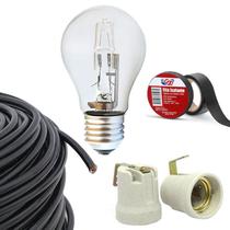 KIT Iluminação Churrasqueira Lâmpada Fio Bocal Suporte Fita KIT Iluminação Churrasqueira Lâmpada Fio Bocal Suporte Fita