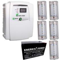 Kit Iluminação de Emergência Central Eco Luz + 5 Módulos Luz em Led + Bateria 12V 7ah Kit Iluminação de Emergência Central Eco Luz + 5 Módulos Luz em Led + Bateria 12V 7ah