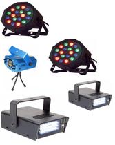 Kit Iluminação Dj Balada Festa 5x1 Strobo Laser E Canhão