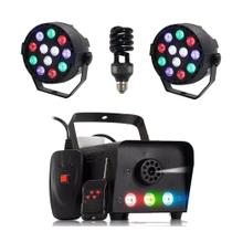 Kit Iluminação Festa Balada Máquina De Fumaça Luz Negra Dj