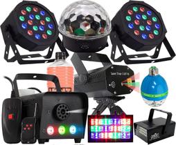 Kit Iluminação Festa Total 9x1 Laser Fumaça Strobo Bola Luz