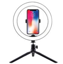 Kit Iluminação Home Office Ring Light 26cm tripé e suporte para celular