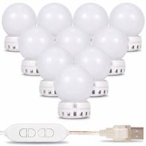 Kit Iluminação Led Para Espelho Camarim Com 10 Lâmpadas Usb Luz Branca Kit Iluminação Led Para Espelho Camarim Com 10 Lâmpadas Usb Luz Branca