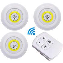 Kit Iluminação Luminária 3 Led Spots Sem Fio + Controle Remoto