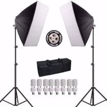 Kit Iluminação Para Estúdio Fotográfico Soquete Quadruplo 8 Lâmpadas 220v