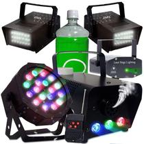 Kit Iluminação Para Festas Dj Balada Jogo De Luz Strobos Rgb