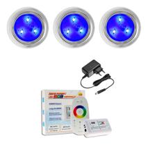 Kit Iluminação Para Piscina 3 Leds 9w Inox + Comando Touch