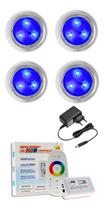 Kit Iluminação Para Piscina 4 Leds 9w Inox + Comando Touch