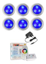 Kit Iluminação Para Piscina 6 Leds 9w Inox + Comando Touch