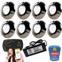 Kit Iluminação Para Piscina até 128m² Com 8 Leds Rgb 9w Inox + SmartLux