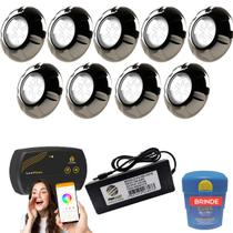 Kit Iluminação Para Piscina até 144m² Com Leds Rgb 9w Inox + SmartLux