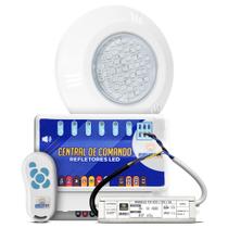 Kit Iluminação Piscina 01 Power LED 9w ABS RGB Brustec + 01 Central Timer + Fonte Blindada 36w