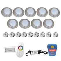 Kit Iluminação Piscina 117m² 9 Leds 6w Inox + Módulo + Disp