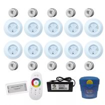 Kit Iluminação Piscina 120m² 10 Leds 9w + Disp 50mm + Módulo