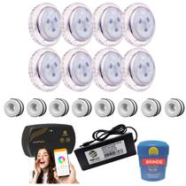 Kit Iluminação Piscina 160m² 8 Led 9w Aquex + Disp + SmartLux