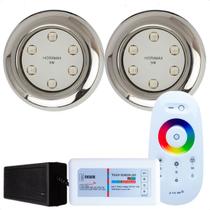 Kit Iluminação Piscina 2 Refletores Led 9w RGB Inox S e Comando
