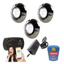 Kit Iluminação Piscina 3 Leds 9w Inox - 48m² + Smart Lux