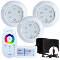 Kit Iluminação Piscina 3 Refletores Led 9w RGB ABS e Comando