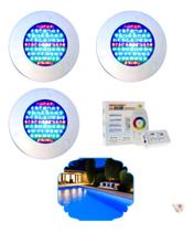 Kit Iluminação Piscina 4 Refletores Led Abs Rgb + Comando Touch + Fonte 12V