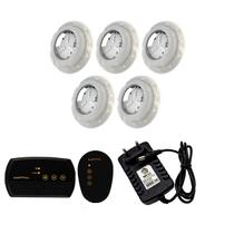 Kit Iluminação Piscina 40m² - 5 Led 4w, Módulo Rgb C/ Fonte