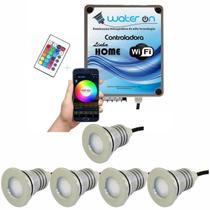 Kit Iluminação Piscina 5 Refletores 12W Led RGB + Controladora WiFi SMART - Water ON