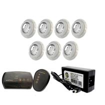 Kit Iluminação Piscina 56m² - 7 Led 4w, Módulo Rgb C/ Fonte