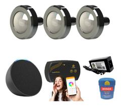 Kit Iluminação Piscina 75m² - 3 Leds 10w + Smart Lux + Alexa