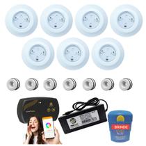 Kit Iluminação Piscina 84m² 7 Leds 9w+ Smart Lux+ Disp 50mm