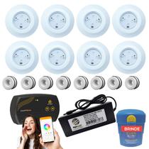 Kit Iluminação Piscina 96m² 8 Leds 9w+ Smart Lux+ Disp 50mm