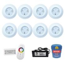 Kit Iluminação Piscina 96m² Completo - 1 Módulo + 8 Leds 9w