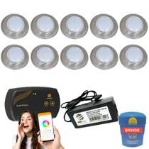 Kit Iluminação Piscina Até 130m² - 10 Led Inox 6w + SmartLux