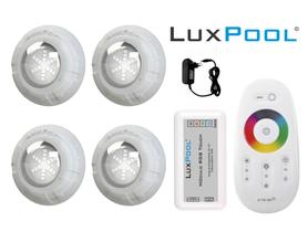 Kit Iluminação Piscina Com Controle + 4 Leds Rgb 9W + Fonte - LuxPool