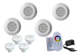 Kit Iluminação Piscina Fibra 4 Leds+ Nicho+ Central E Fonte - K2J
