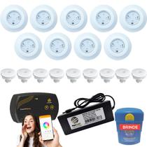 Kit Iluminação Piscina Fibra 9 Leds 9w + Nicho + Smart Lux