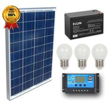 Kit Iluminação Placa Solar 30w Lâmpadas 3w 12v Bateria 7ah - RESUN