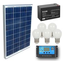Kit Iluminação Placa Solar 60W Lâmpadas 3W 12V Bateria 7Ah - Resun