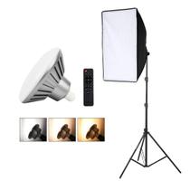 Kit Iluminação Softbox 50x70cm com Lâmpada Bivolt 55W e Tripé Iluminação 1,90m