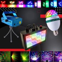Kit Iluminação Strobo Colorido Mini Laser Lâmpada Giratória Para Festa - AD LIGHT