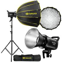 Kit Iluminador Godox Sl60iid Led Luz Fria Com Softbox Octa 60cm Grid E Tripé