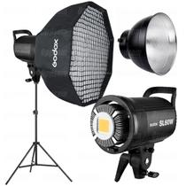 Kit Iluminador Godox Sl60w Led Luz Fria Com Softbox Octa 95cm Grid E Tripé