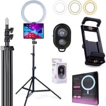 Kit Iluminador Hing Light Luz + Tripé 2m Suporte 2 em 1 Celular Tablet iPad Kit Iluminador Hing Light Luz + Tripé 2m Suporte 2 em 1 Celular Tablet iPad
