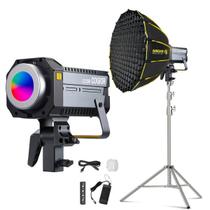 Kit Iluminador Led Colbor Cl120r Lite Rgb + Softbox 90cm Com Grid + Tripé Inox