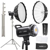 Kit Iluminador LED Godox SL100Bi Bicolor + Softbox S65W de 65cm + Tripé de Iluminação Inox Kit Iluminador LED Godox SL100Bi Bicolor + Softbox S65W de 65cm + Tripé de Iluminação Inox